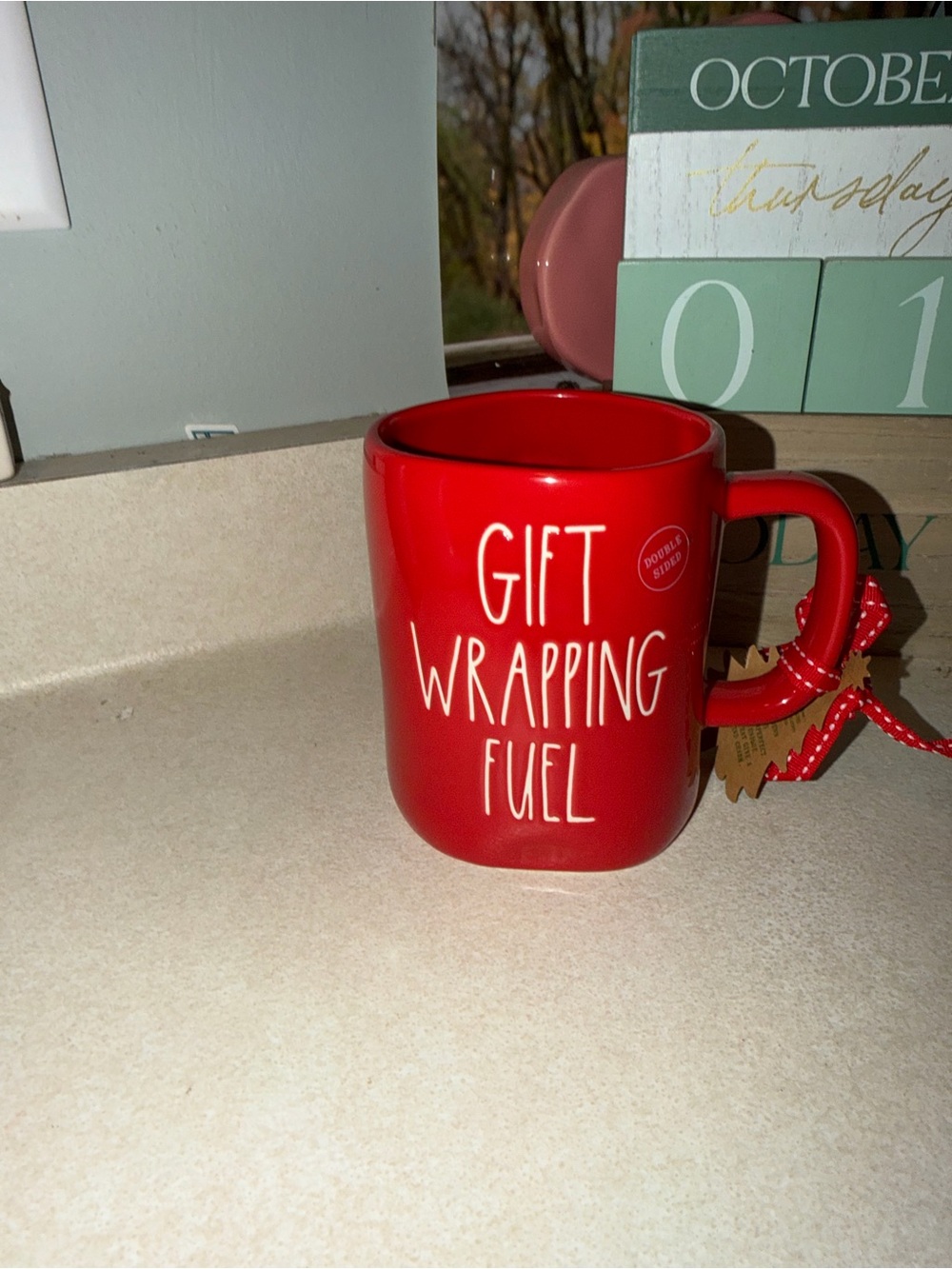 Rae dunn gift wrapping fuel mug